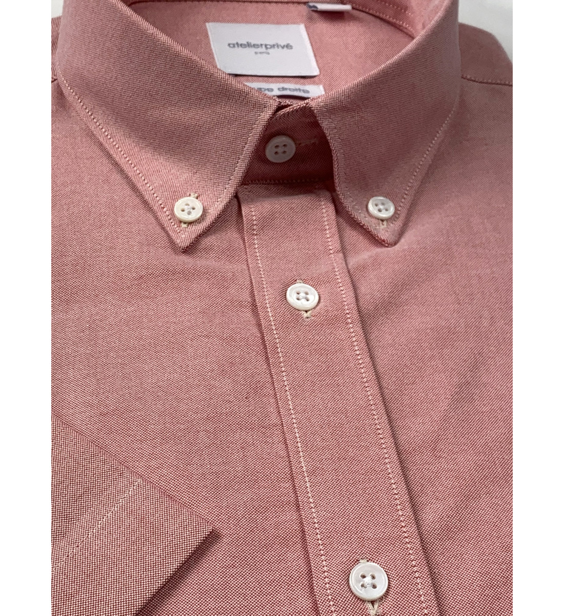 Chemise manches courtes coupe droite oxford ROUGE