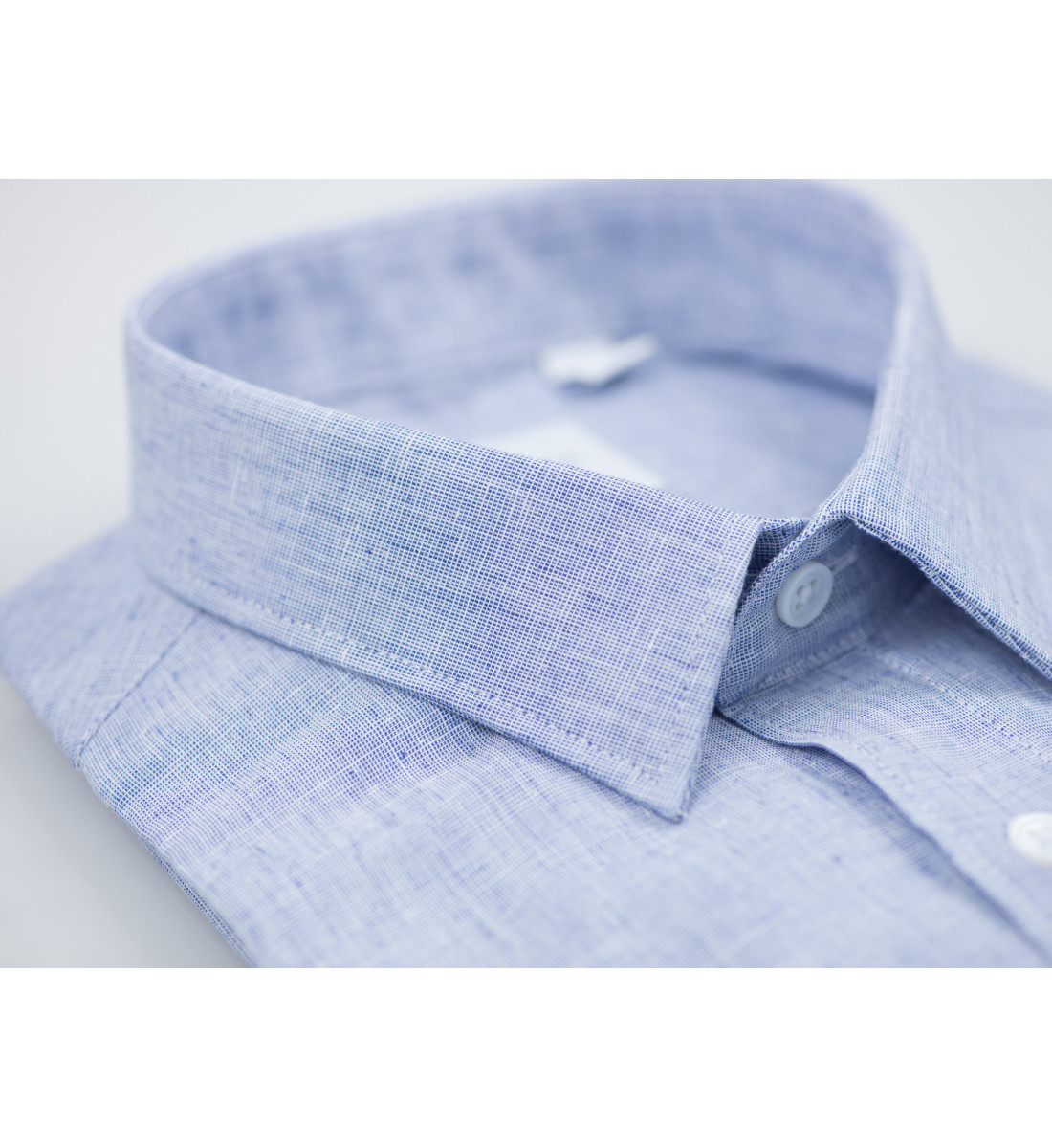 Chemise manches courtes coupe droite VACOLIN en lin bleu