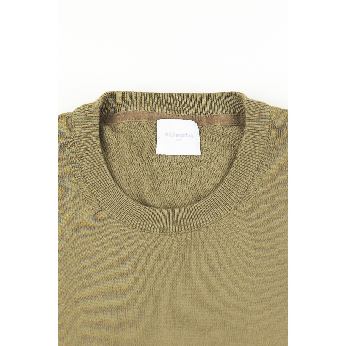 Pull coll rond 100% coton taupe