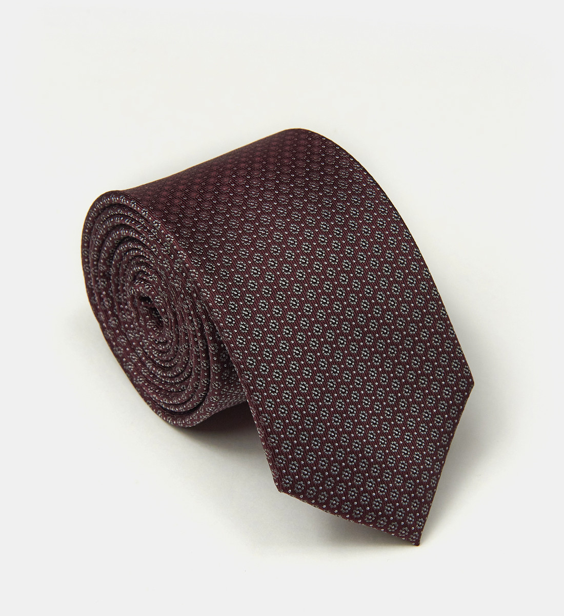 Cravate bordeaux à motifs en soie