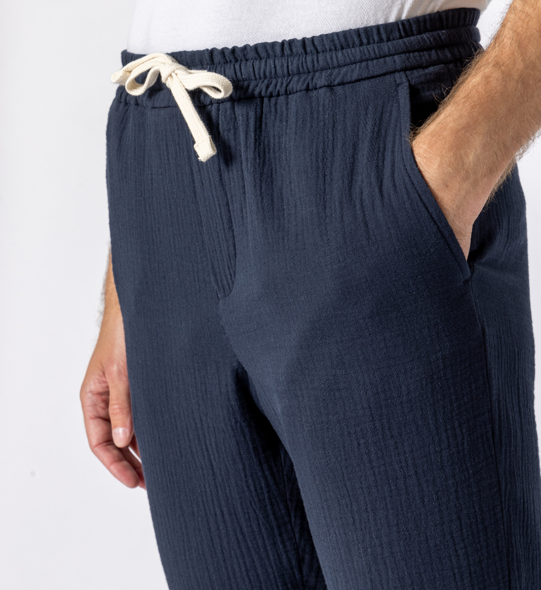 Pantalon en gaze de coton marine