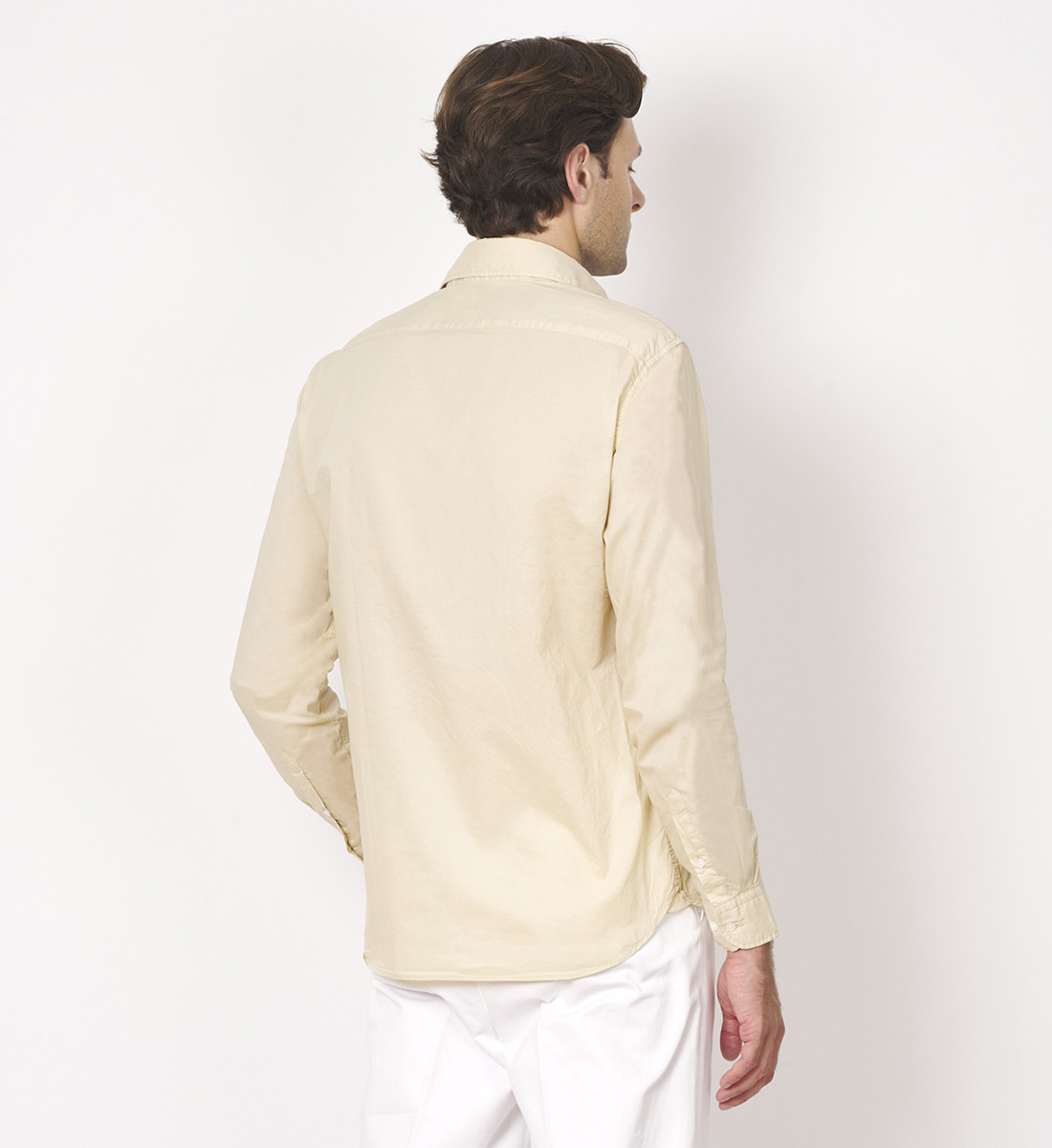 Chemise Dario beige en voile de coton coupe droite