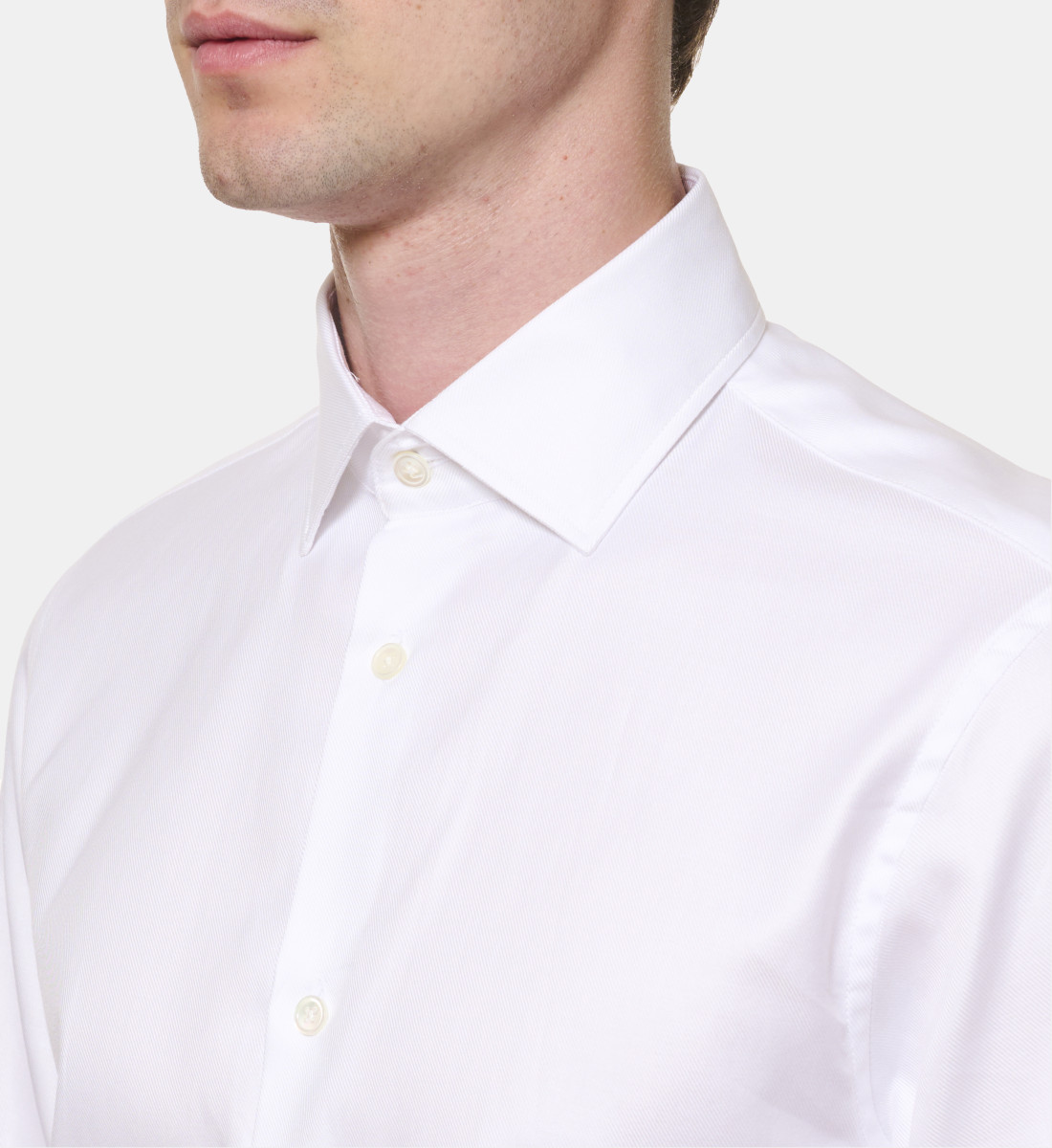 Chemise blanche en large twill coupe droite