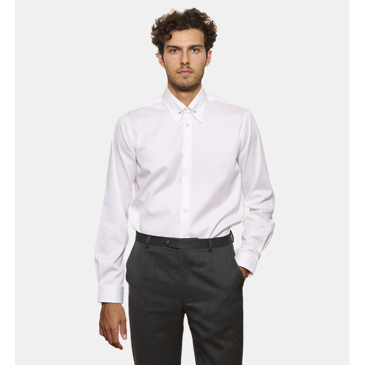 Chemise Blanche Pin Collar Coupe cintrée