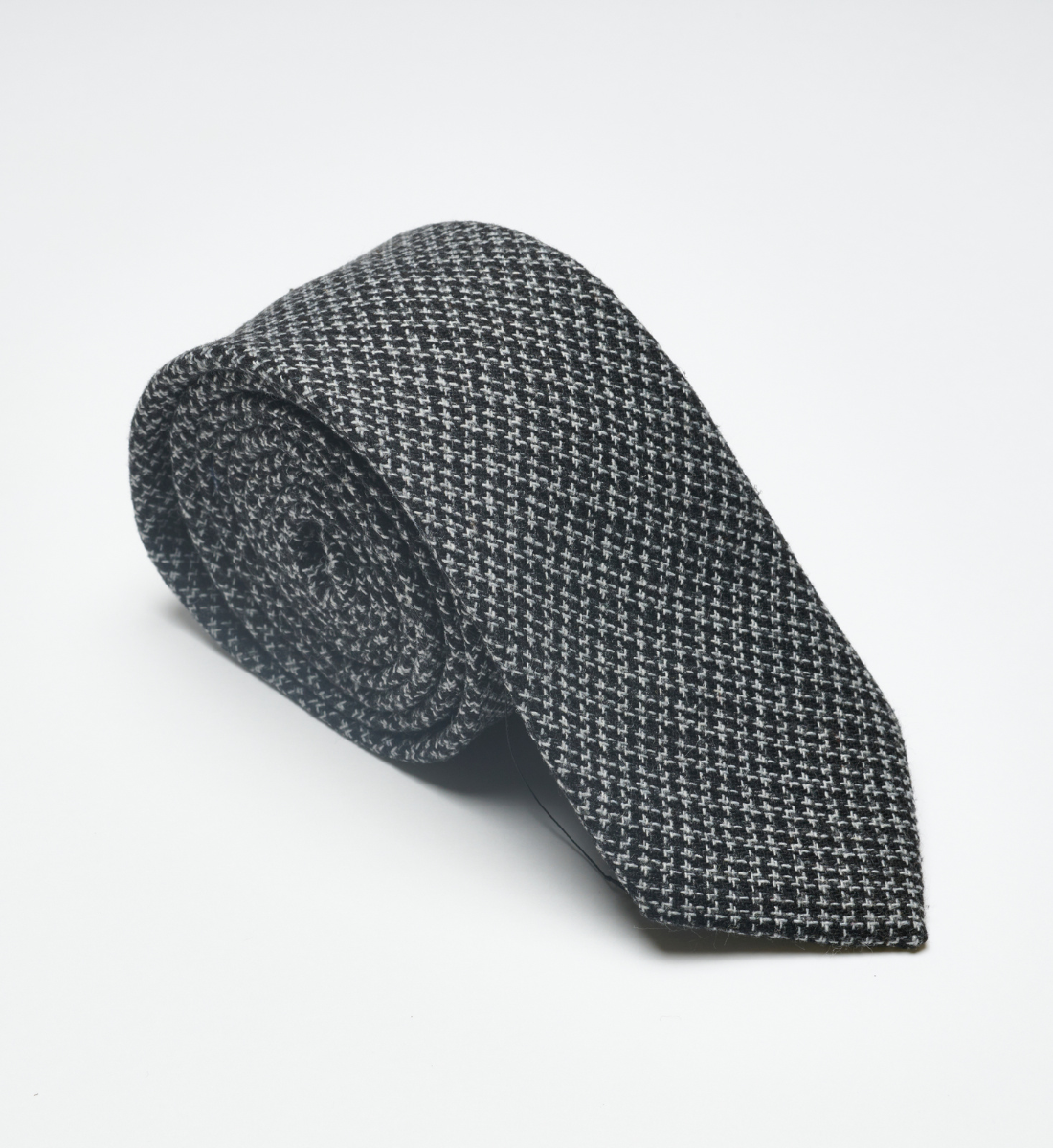 Cravate fantaisie noire en laine mélangée