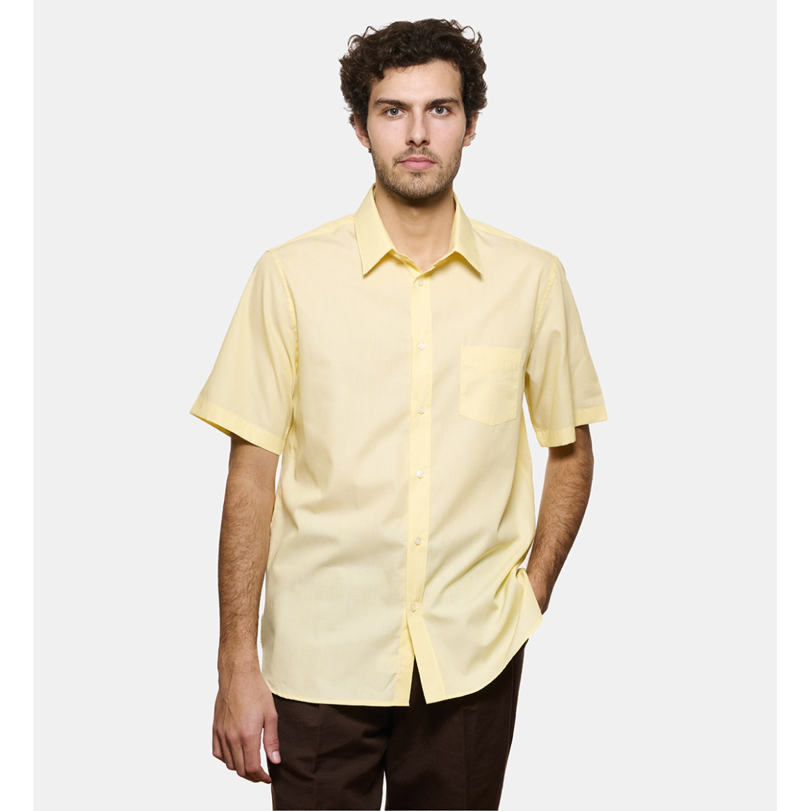 Chemise fil à fil jaune manches courtes